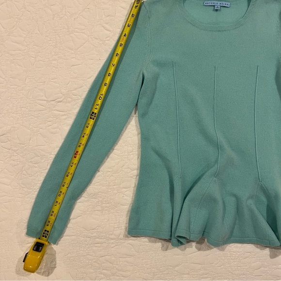 100% Cashmere Antonio Melani Peplum Sweater Blue Womens Small - Picture 5 of 8
